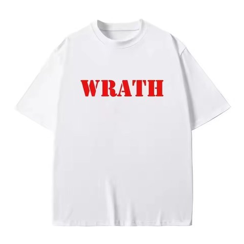 WRATH字母印花T恤自然选择标志设计情侣短袖大码尺寸男女上衣