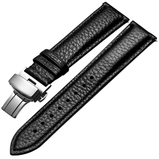 真皮表带男女 适配施华洛 古奇肖邦GUESS手表带蝴蝶扣16 18mm快拆