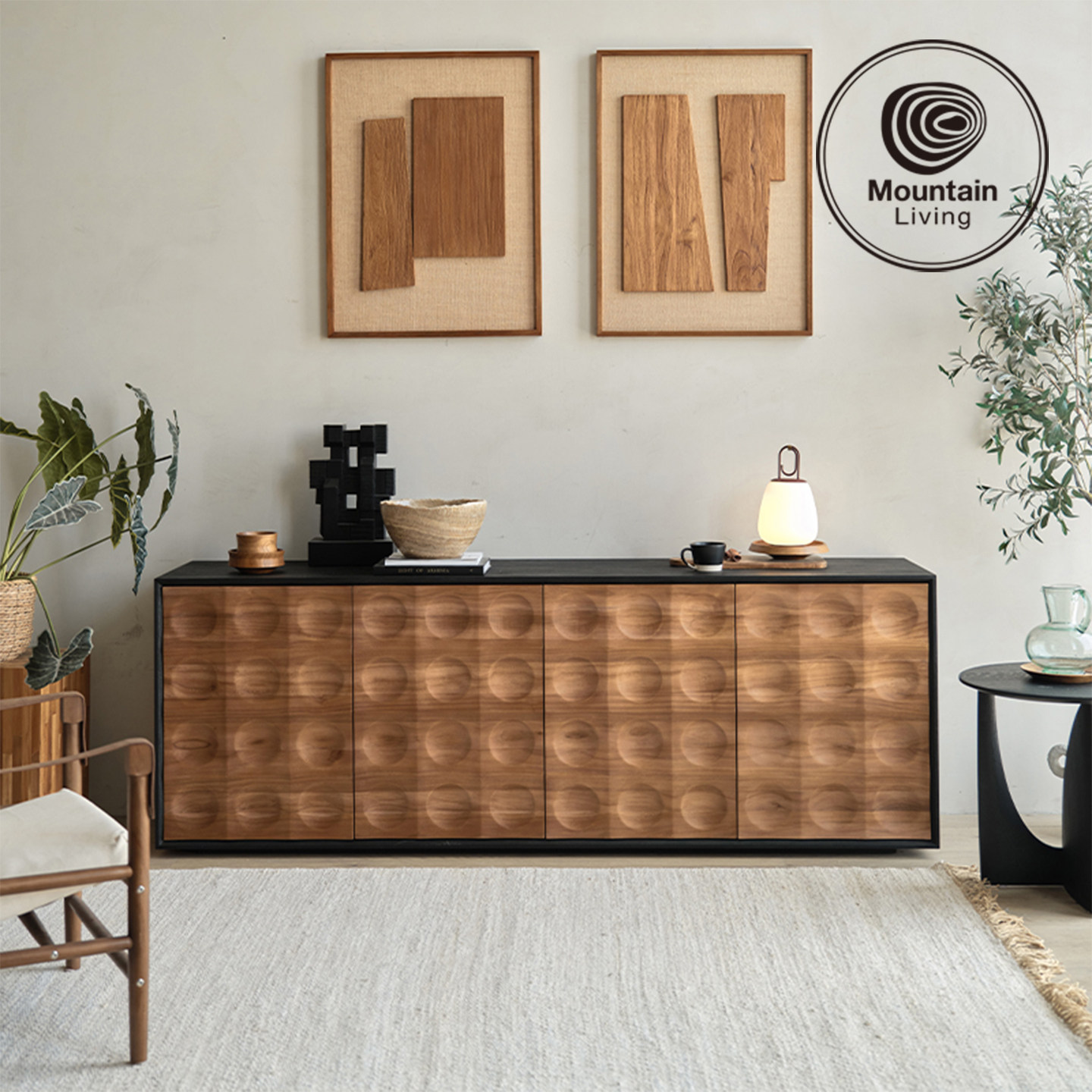 Mountain Living进口柚木家具实木餐边柜靠墙一体储物