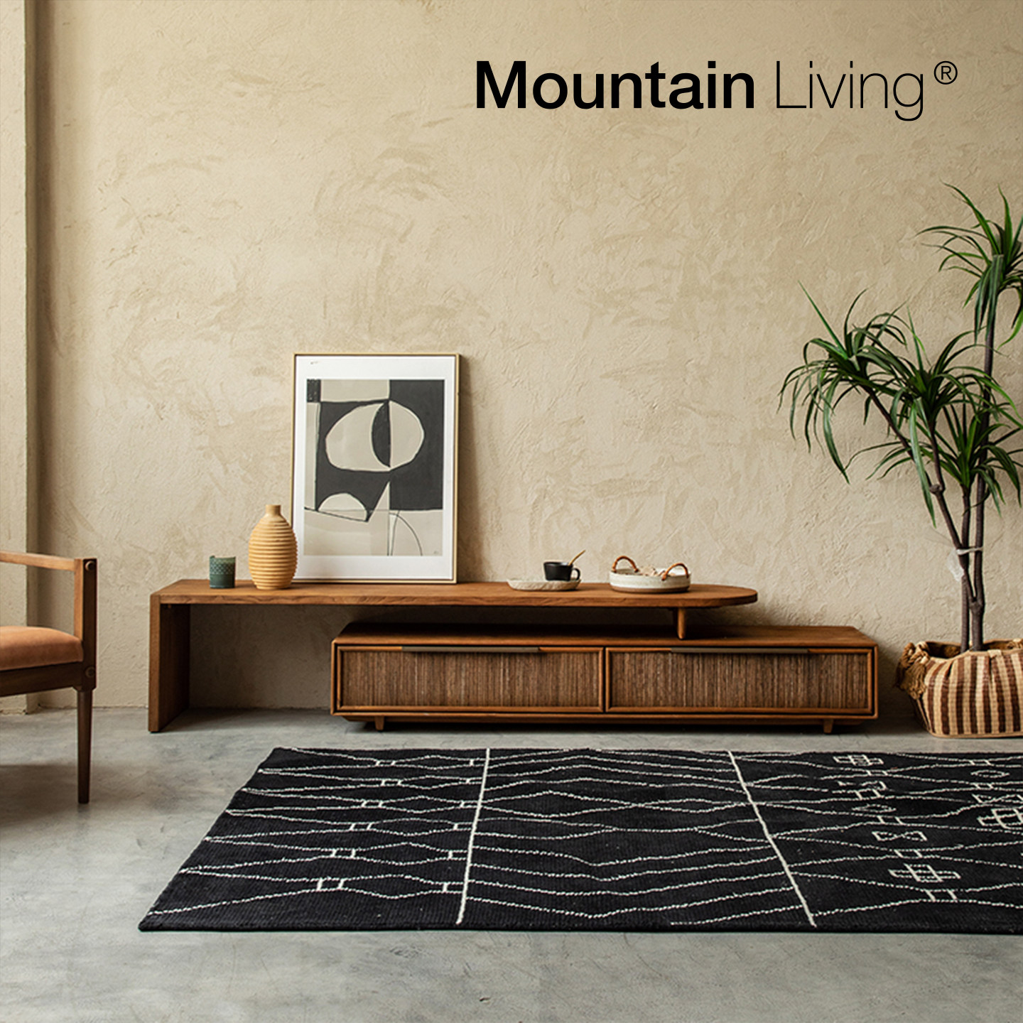 MountainLiving进口老柚木家具实木电视柜收纳储物柜一体客厅落地