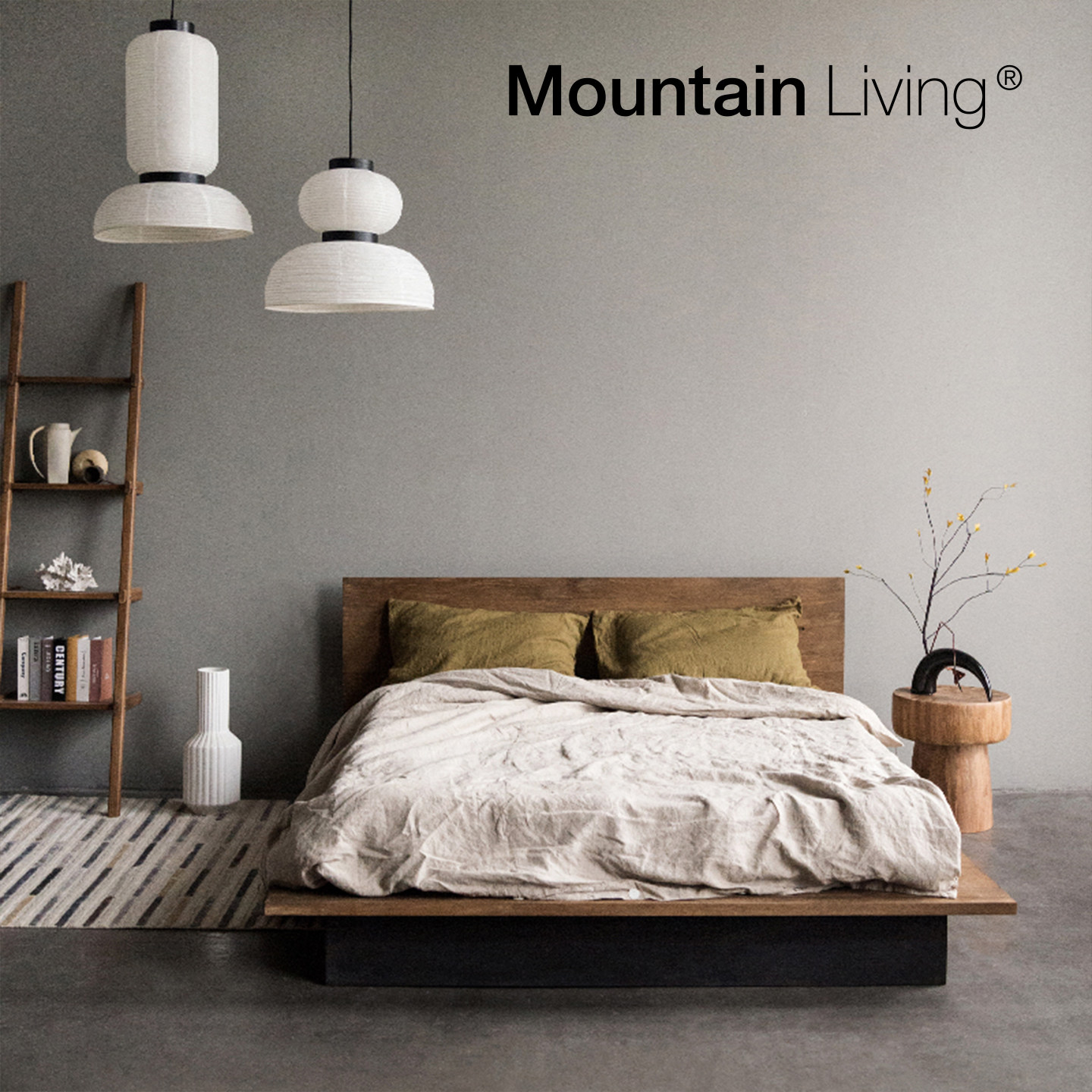 Mountain Living进口柚木家具纯实木床主卧大床架1米8复古中古风