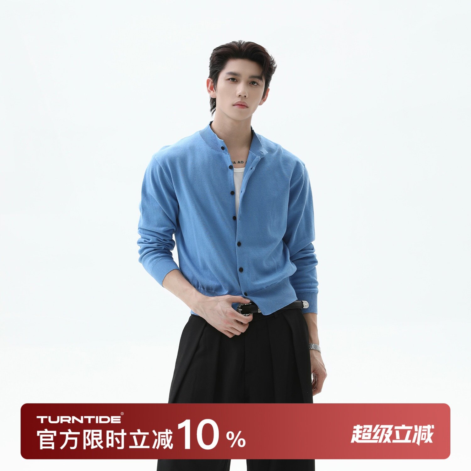 TURNTIDE 老钱短款合身廓形优雅毛衣针织开衫长袖外套cleanfit男图片