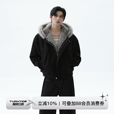 TURNTIDE「雪域狼王 一件过冬」哈灵顿毛领连帽棉服厚座山雕夹克