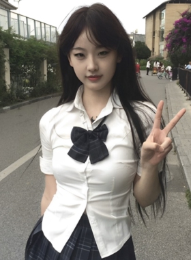 原创jk制服收腰白色衬衫女长短袖辣妹学院风衬衣狗短百褶格裙套装