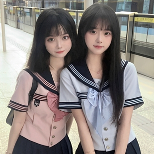 原创正版JK制服套装收腰双子水手服女夏季日系学院风短袖上衣