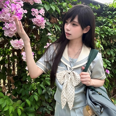 博主同款收腰水手服套装
