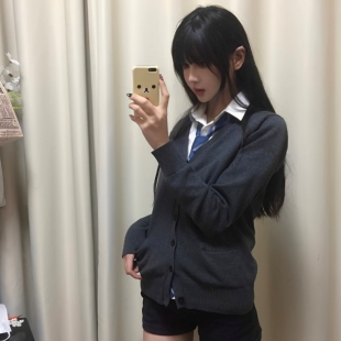 上衣 长袖 原创JK制服毛衣外套女早秋日系学院风宽松针织开衫 薄款