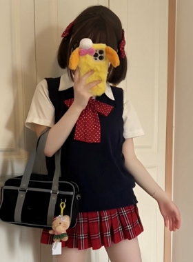 jk制服套装原创正版日系学院风红色格子裙校供感高腰半身百褶裙女