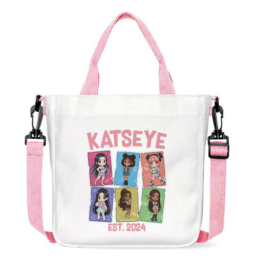 KATSEYE 女团印花帆布包 女士通勤休闲斜跨单肩托特包601123-18