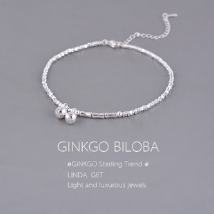 925纯银碎银子铃铛脚链女2024年新款 高级轻奢小众设计脚环ins刻字