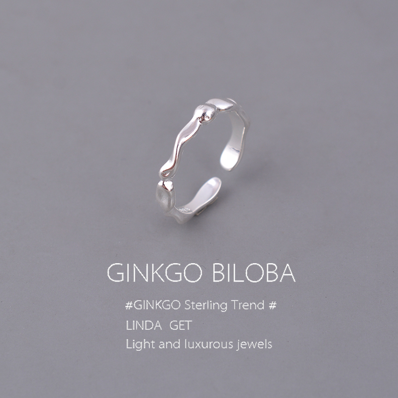 925纯银戒指极简线条女小众