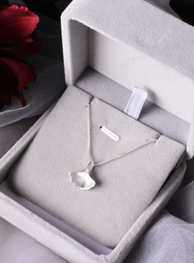 s925清新银杏叶冷淡风女森系项链