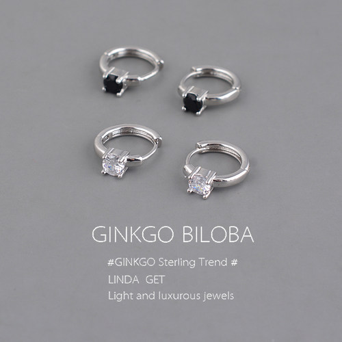 925纯银耳钉女锆石小耳圈耳骨钉耳环耳扣耳骨环新款2025爆款耳饰