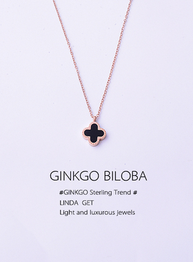 s925纯银四叶草项链小众设计感女