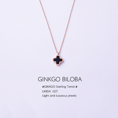 s925纯银四叶草项链小众设计感女