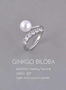 925纯银珍珠戒指精致百搭指环