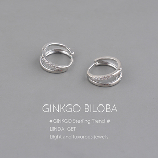 925纯银双层圈圈耳环女小众气质高级感轻奢素圈耳饰2025新款 耳钉