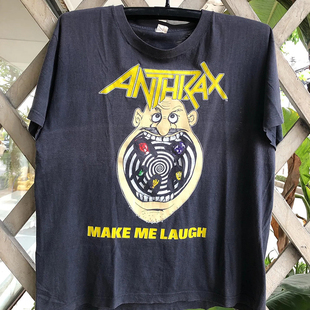 Anthrax炭疽乐队重金属摇滚风潮牌短袖美式vintage古着重磅棉T恤