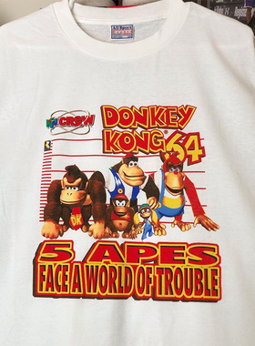 Donkey Kong64大金刚欧美街头超火潮流落肩短袖oldschool男女T恤