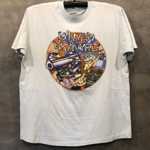 Lynyrd Skynyrd摇滚乐队骷髅潮牌印花短袖美式vintage古着嘻哈T恤