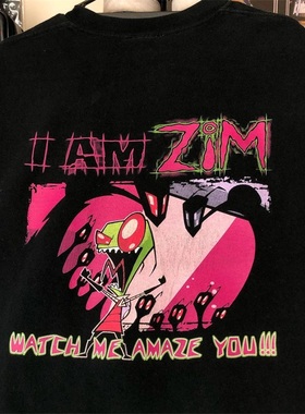 invader zim外星入侵者电影短袖美式高街朋克潮牌oversize男女T恤