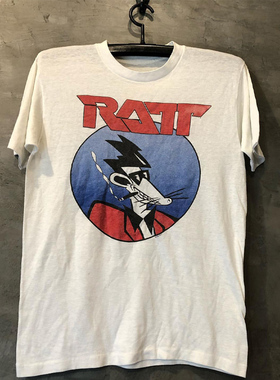 摇滚乐队RATT复古古着ins超火欧美宽松oversize短袖T恤男女情侣潮
