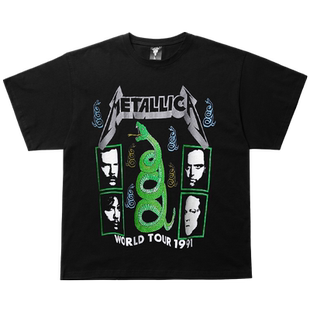 Metallica短袖复古专辑封面人像乐队VINTAGE阿美咔叽宽松男女T恤