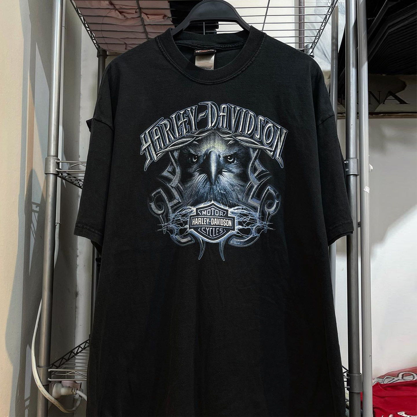 Harley-Davidson重磅痞帅小领口短袖T恤vintage古着设计感半袖潮