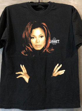 Janet Jackson珍妮杰克逊人像潮牌短袖 vintage古着重磅棉男T恤潮
