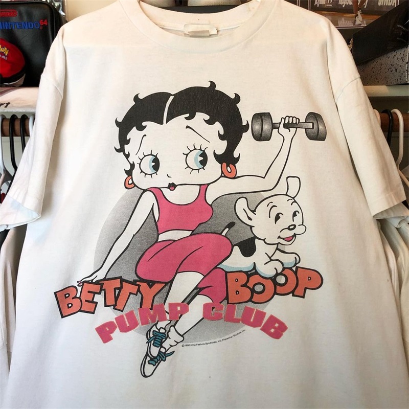 bettyboop贝蒂娃娃小姐与小狗pudgy短袖ins超火重磅棉男女潮牌T恤