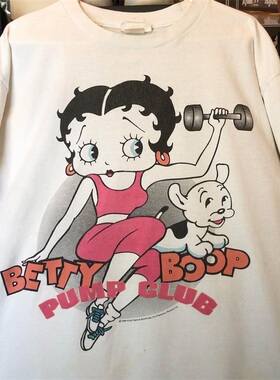 bettyboop贝蒂娃娃小姐与小狗pudgy短袖ins超火重磅棉男女潮牌T恤