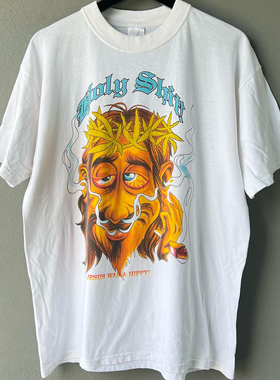 Jesus Was A Hippy音乐专辑创意短袖T恤ins美式直喷小领口半袖潮