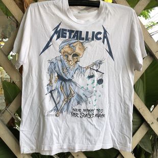 Metallica金属摇滚乐队天平死神插画海报短袖男女潮流宽松圆领T恤
