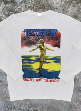 复古宽松Testament金属乐队潮流潮牌ins超火圆领卫衣Cityboy百搭