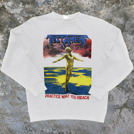 复古宽松Testament金属乐队潮流潮牌ins超火圆领卫衣Cityboy百搭