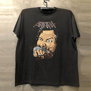 炭疽乐队Anthrax摇滚欧美ins超火短袖T恤潮牌oversize宽松休闲