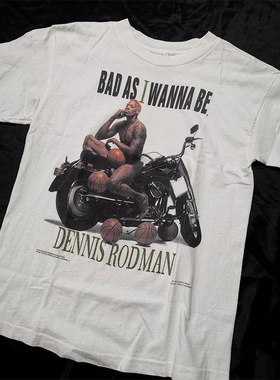 美式街头风Rodman罗德曼人物印花短袖男女款高街经典机车宽松T恤