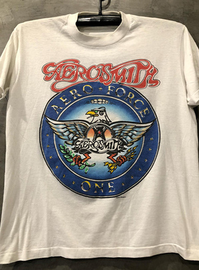空中铁匠Aerosmith摇滚乐队T恤vintage古着复古高街oversize短袖
