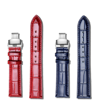 卡西欧真皮针扣红色表带