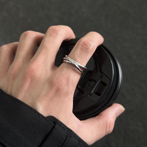 多层钛钢素圈戒指男女指环冷淡风