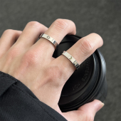 简约ins小众戒指潮钛钢不掉色哑光日月戒指环男女情侣嘻哈冷淡风