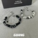 GUANG黑白雪花玉石双层男生手链女ins冷淡风小众设计复古嘻哈手串
