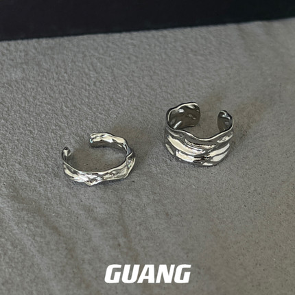 GUANG褶皱高级感戒指冷淡风不规则小众设计食指戒男指环女手饰品