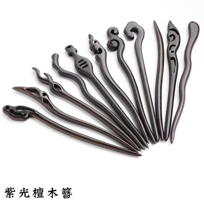 紫光檀木簪发簪盘发主体精抛光古风簪子新中式发饰