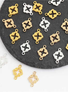 35个价保色合金11*16mm双吊云纹diy古风发簪流苏吊牌饰品配件材料