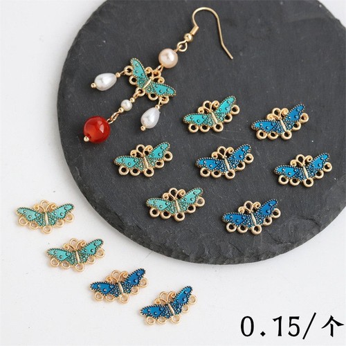 合金滴油仿烧蓝蝴蝶吊牌diy饰品