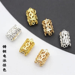 2个装电泳保色铸铜镂空多孔立体吊牌diy手工发簪流苏材料