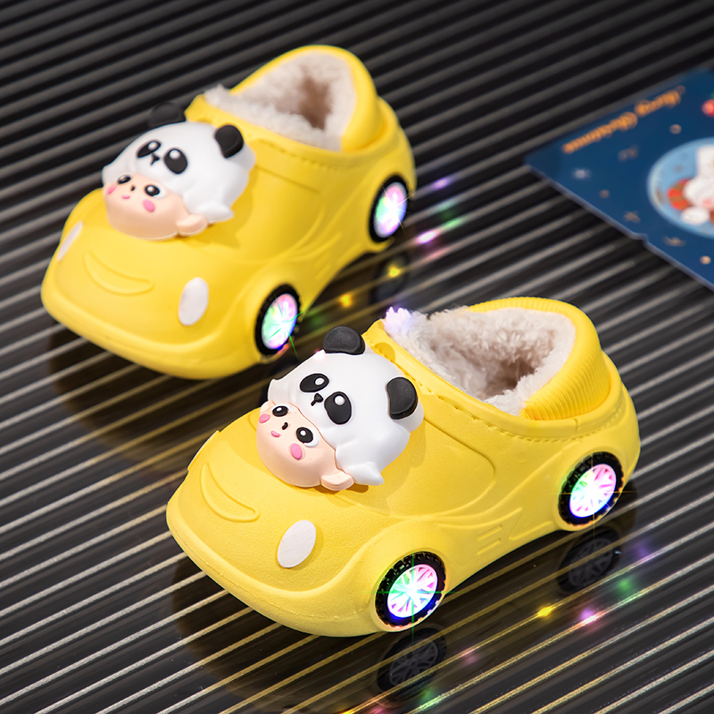 儿童棉拖鞋男童宝宝发光亮灯可爱防滑软底保暖防水室内外小童棉鞋