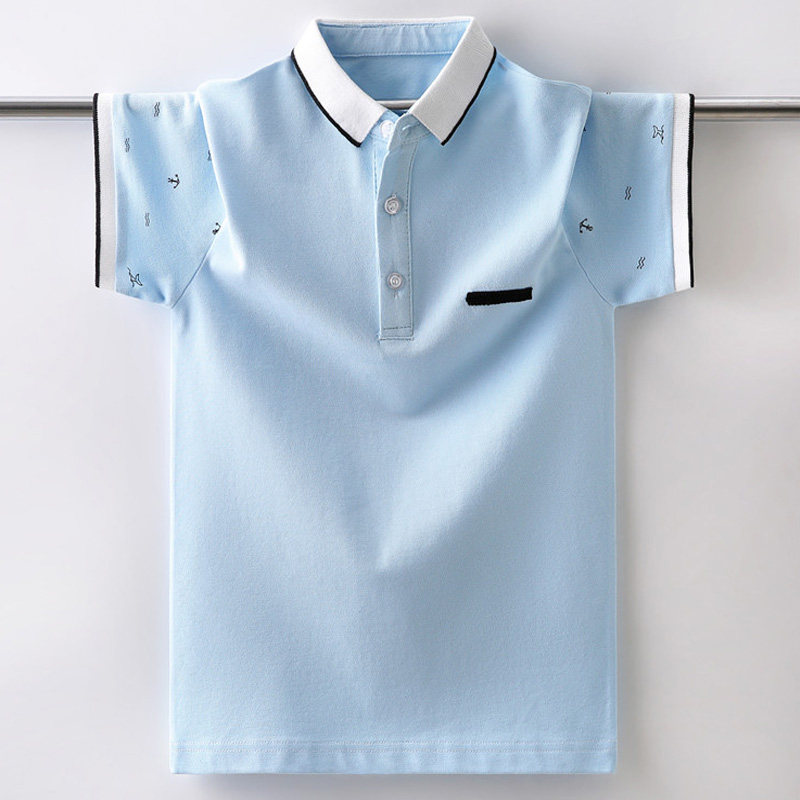 青少年高尔夫运动短袖polo衫男童golf球童装t恤纯棉翻领吸汗透气