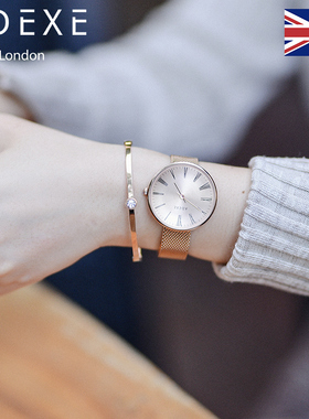 ADEXE英国小众轻奢手表女学生网红钢带时尚简约大气女士手表防水